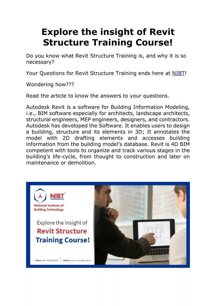 explore the insight of revit structure training