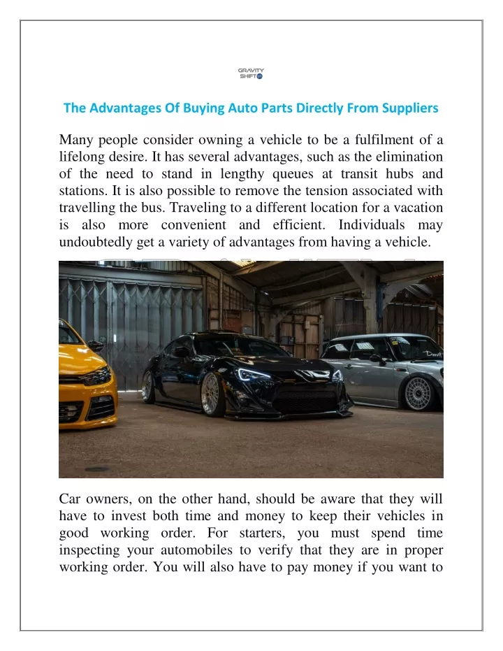 the advantages of buying auto parts directly from