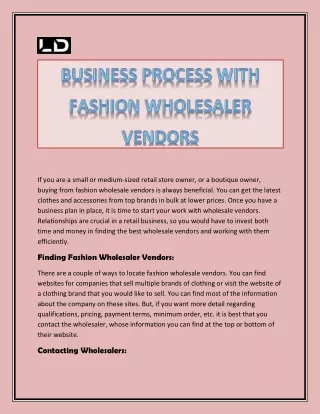 fashion wholesale vendors