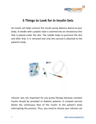 5 Things to Look for in Insulin Sets