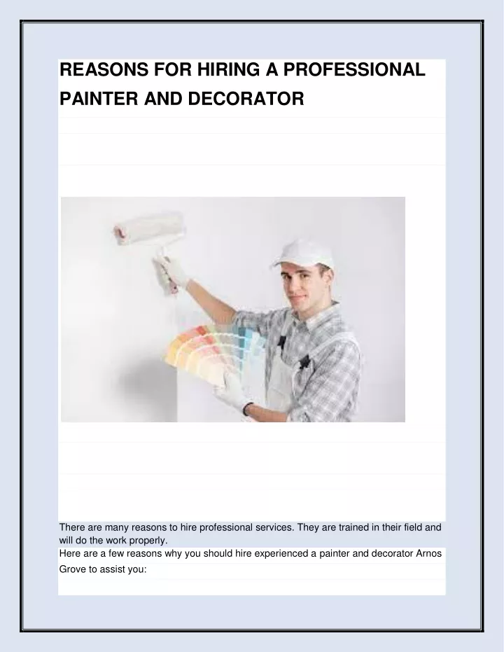 reasons for hiring a professional painter