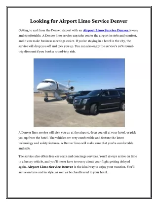 Looking for Airport Limo Service Denver