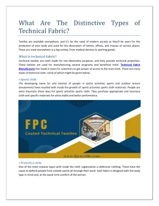 What Are The Distinctive Types of Technical Fabric