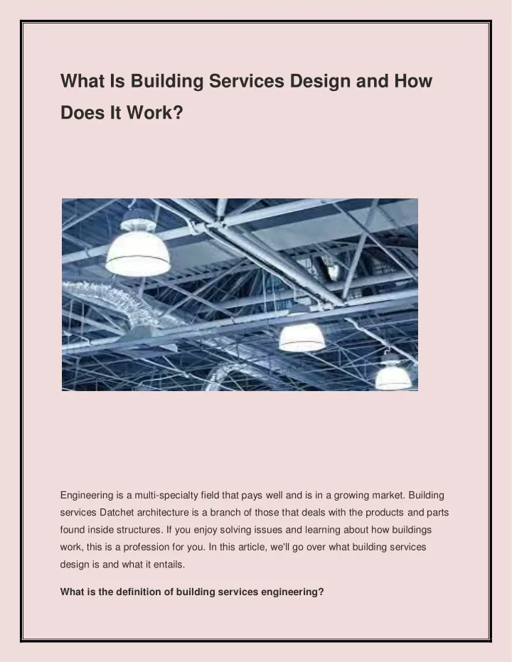 what is building services design and how