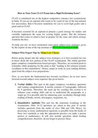 how to turn your clat exam into a high performing