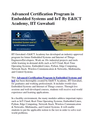 advanced certification program in embedded