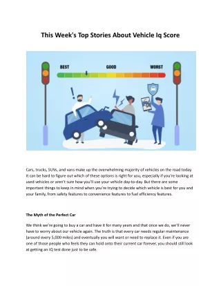 this week s top stories about vehicle iq score