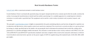 Best Scratch Hardness Tester