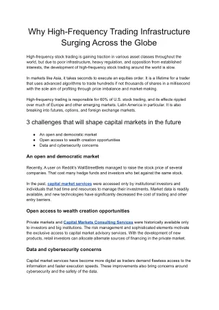 Why High-Frequency Trading Infrastructure Surging Across the Globe