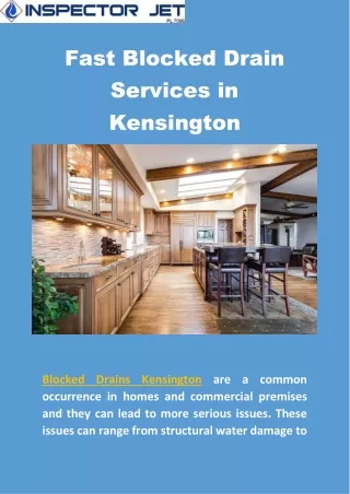 Fast Blocked Drain  Services in Kensington