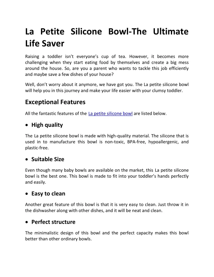 la petite silicone bowl the ultimate life saver