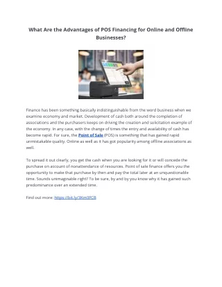 what are the advantages of pos financing