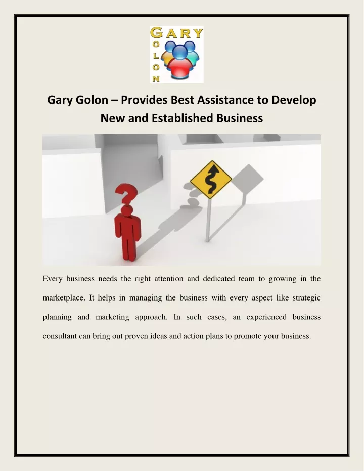 gary golon provides best assistance to develop