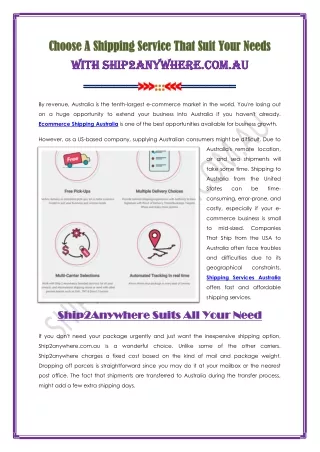 choose a shipping service that suit your needs