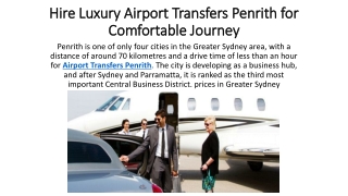 Hire Luxury Airport Transfers Penrith for Comfortable Journey