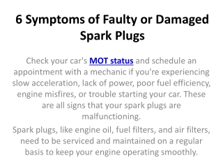 6 symptoms of faulty or damaged spark plugs