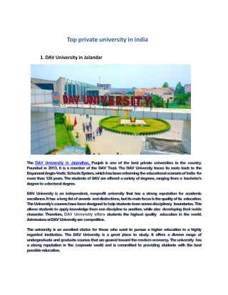 Top private university in india