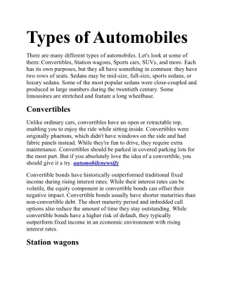 Types of Automobiles