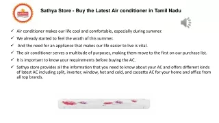 Sathya Store - Buy the Latest Air conditioner in Tamil Nadu
