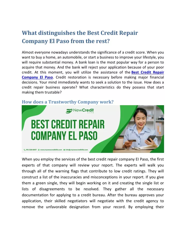 what distinguishes the best credit repair company