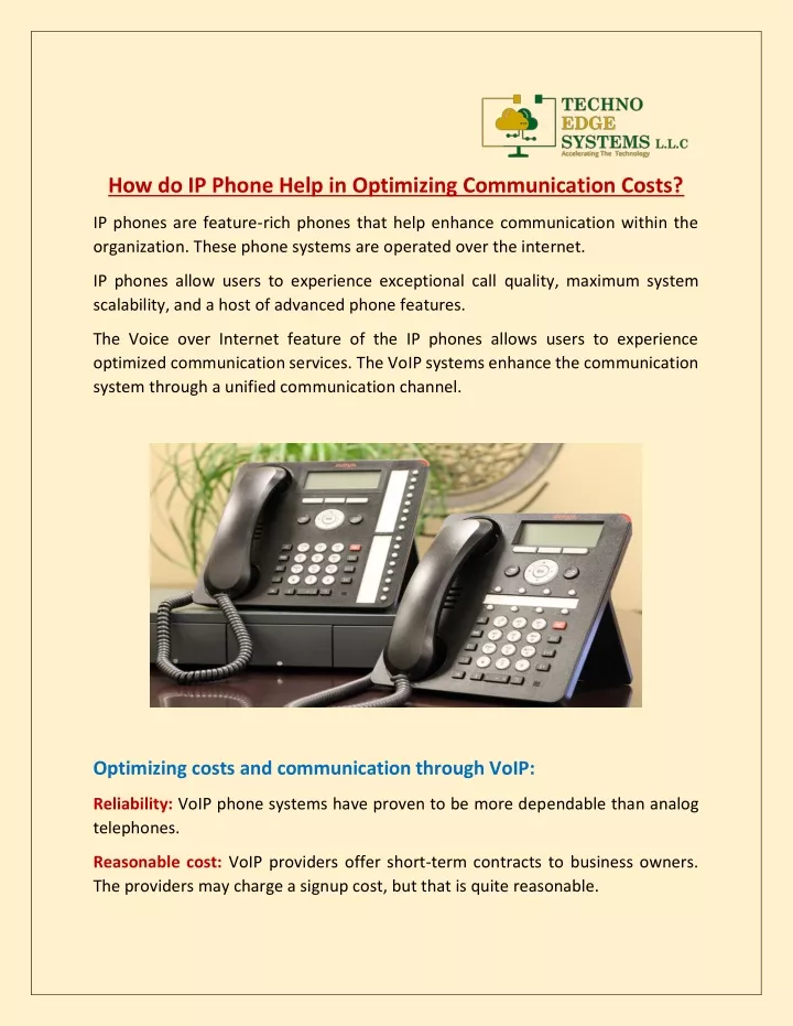 how do ip phone help in optimizing communication