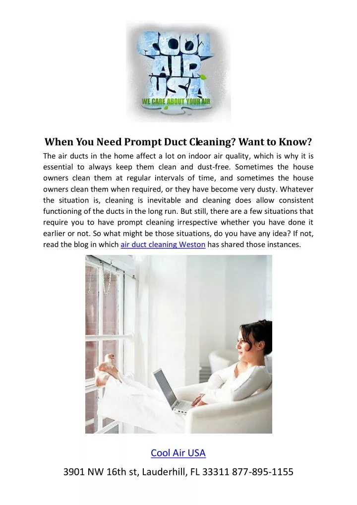 when you need prompt duct cleaning want to know