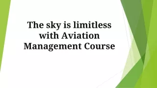 The sky is limitless with Aviation Management Course