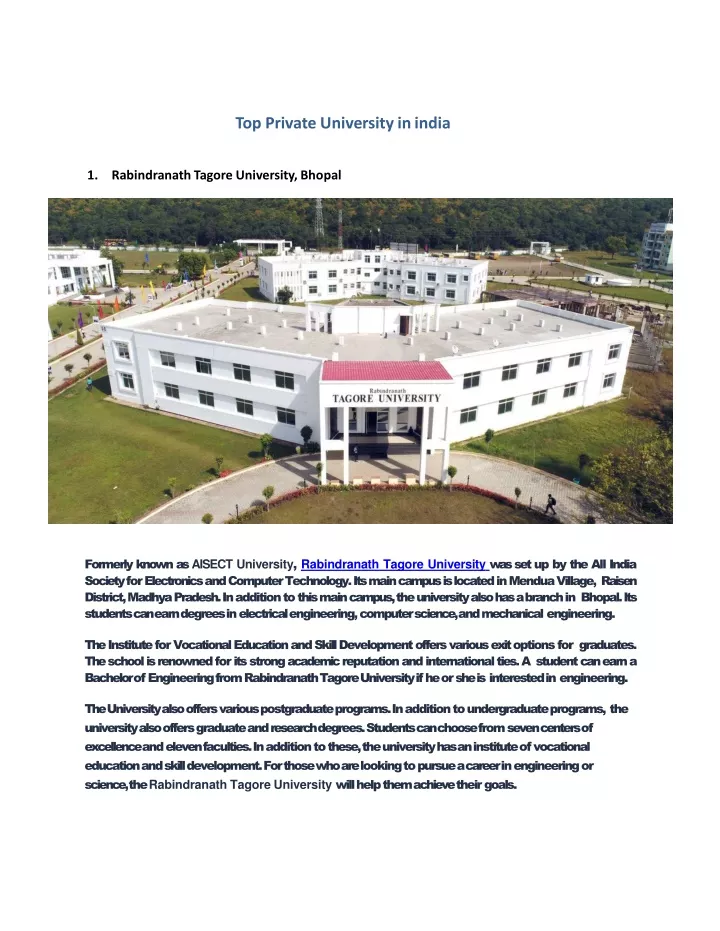top private university in india 1 rabindranath
