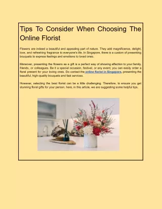 Tips To Consider When Choosing The Online Florist In Singapore