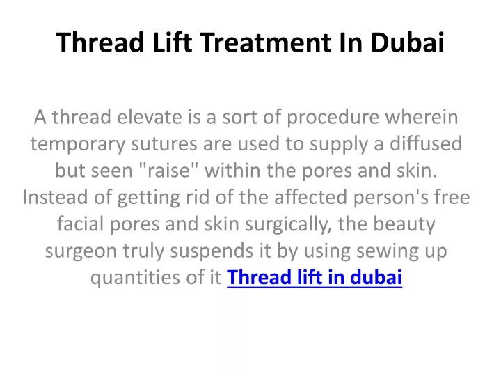 thread lift treatment in dubai