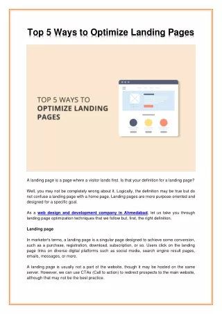 5 Tips to Optimize Landing Pages