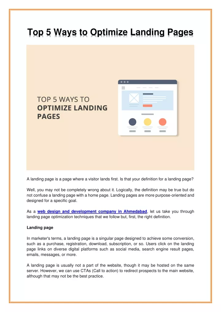 top 5 ways to optimize landing pages