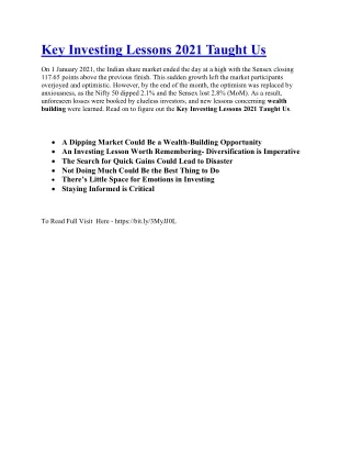 Key Investing Lessons 2021 Taught Us