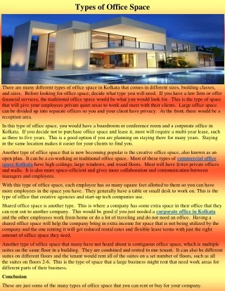 types of office space
