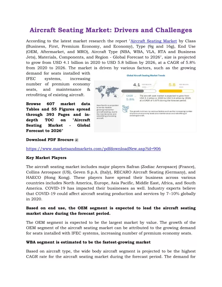 aircraft seating market drivers and challenges