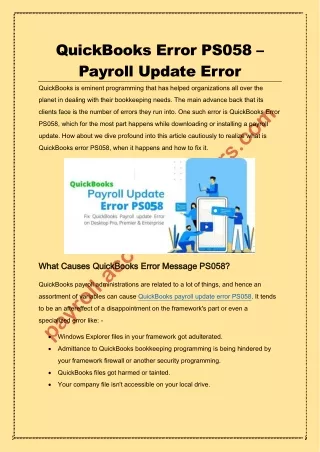 QuickBooks Payroll Error PS058 (Download or Installation Failed)