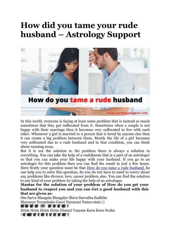 how did you tame your rude husband astrology support