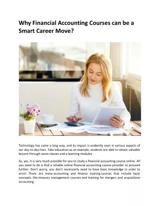 Why Financial Accounting Courses can be a Smart Career Move?