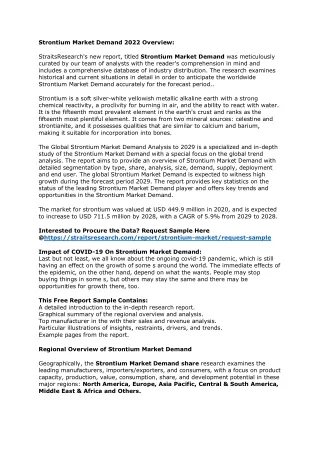 strontium market demand 2022 overview