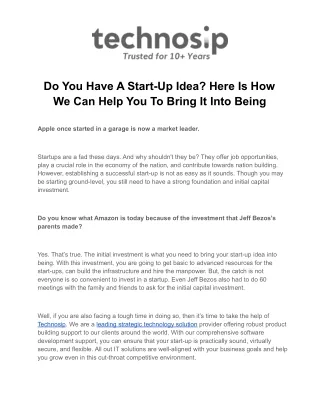 do you have a start up idea here