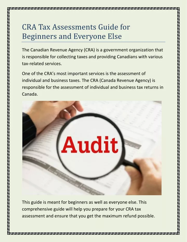 cra tax assessments guide for beginners