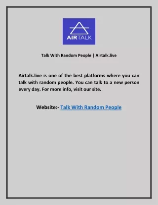 Talk With Random People | Airtalk.live