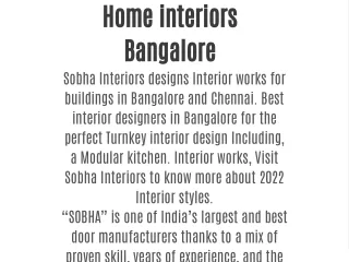 home interiors bangalore sobha interiors designs