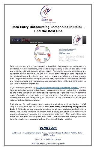 Data Entry Outsourcing Companies in Delhi – Find the Best One