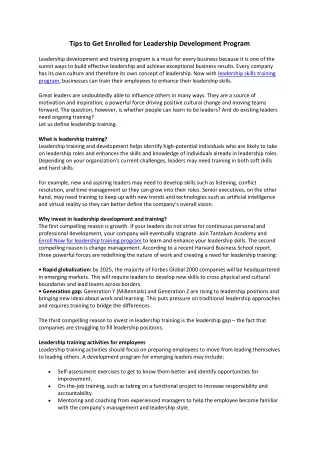 Tips to Get Enrolled for Leadership Development Program