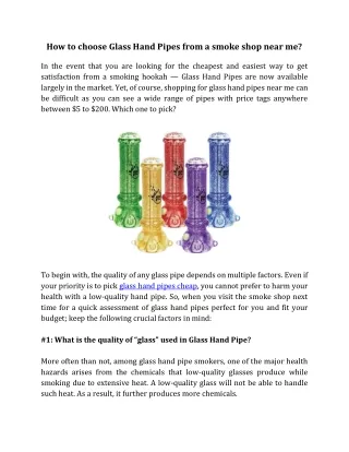 How to choose Glass Hand Pipes from a smoke shop near me
