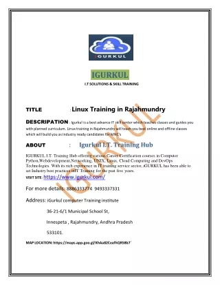 Linux Training in Rajahmundry