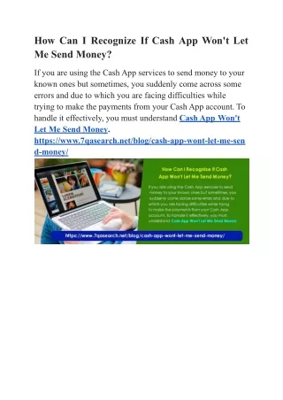 How Can I Recognize If Cash App Won't Let Me Send Money?
