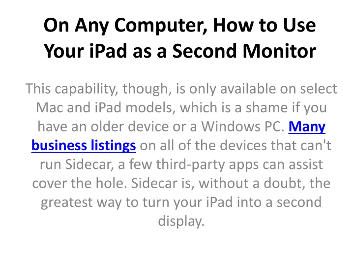 on any computer how to use your ipad as a second monitor