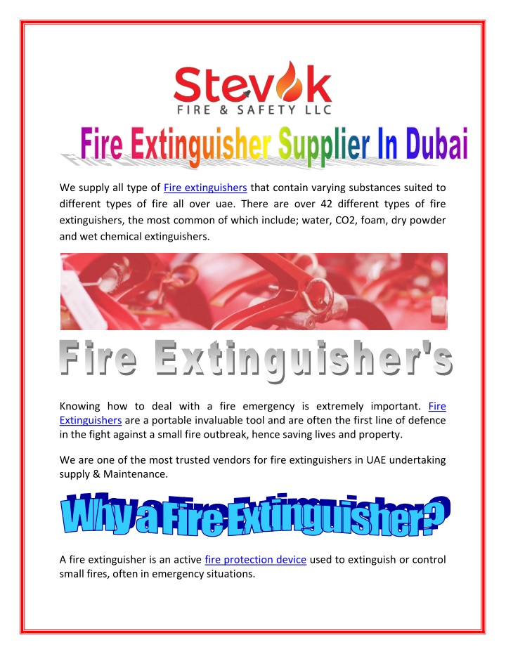 we supply all type of fire extinguishers that